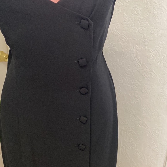 Marianna 90s Vintage Black Form Fitting Midi Dress - Picture 2 of 7